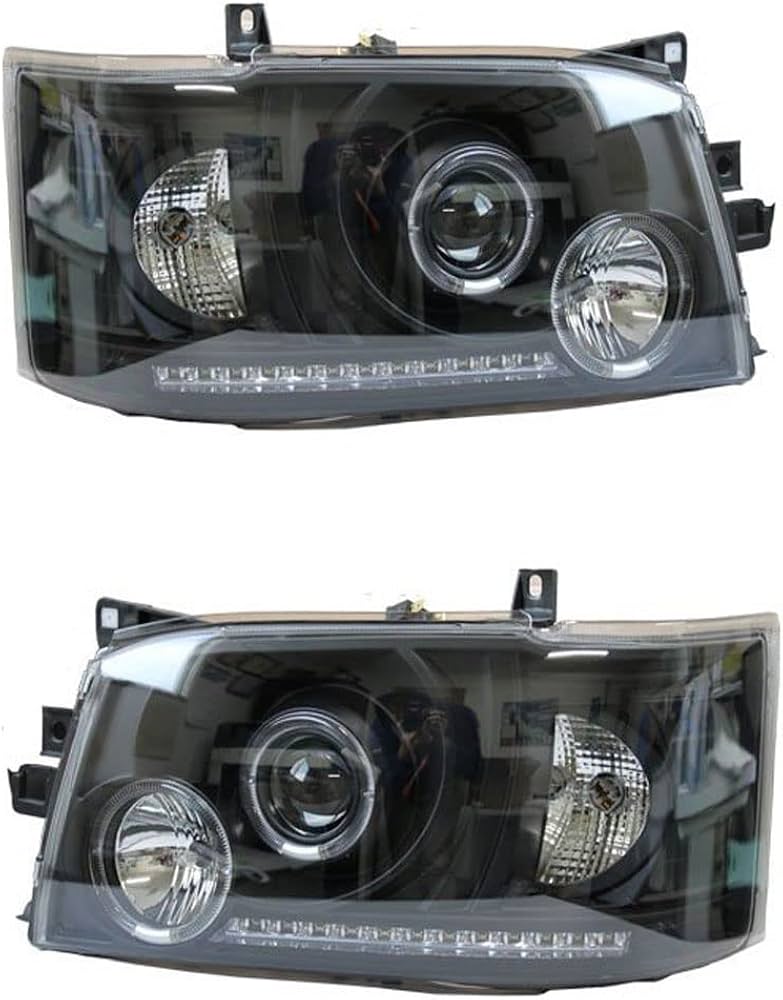 ハイエース 1型 / 2型 標準/ワイド ヘッドライト イカリング ブラック ハイエース 1型 / 2型 標準/ワイド ヘッドライト イカリング ブラック